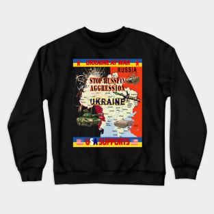 Ukraine - Ukraine at War - USA Supports - Map - TALL X 300 Crewneck Sweatshirt